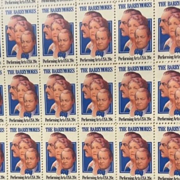 MNH The Barrymore's Performing Arts Sheet of 50 20c Stamps Scott #2012 - Picture 1 of 2